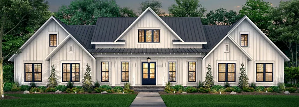 Front elevation of the Bluebonnet, a 3,611 square foot custom home