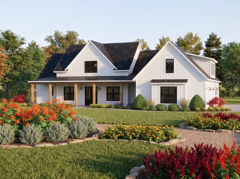 Front elevation of the Dewberry, a 3,735 square foot custom home