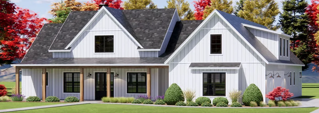 Front elevation of the Dewberry, a 3,735 square foot custom home