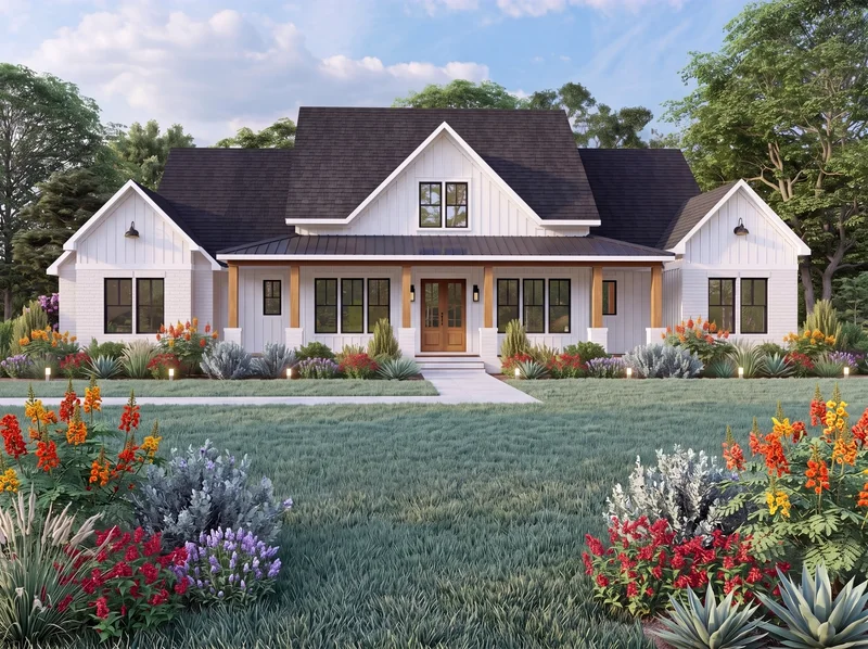 Front elevation of the Esperanza, a 3,524 square foot custom home