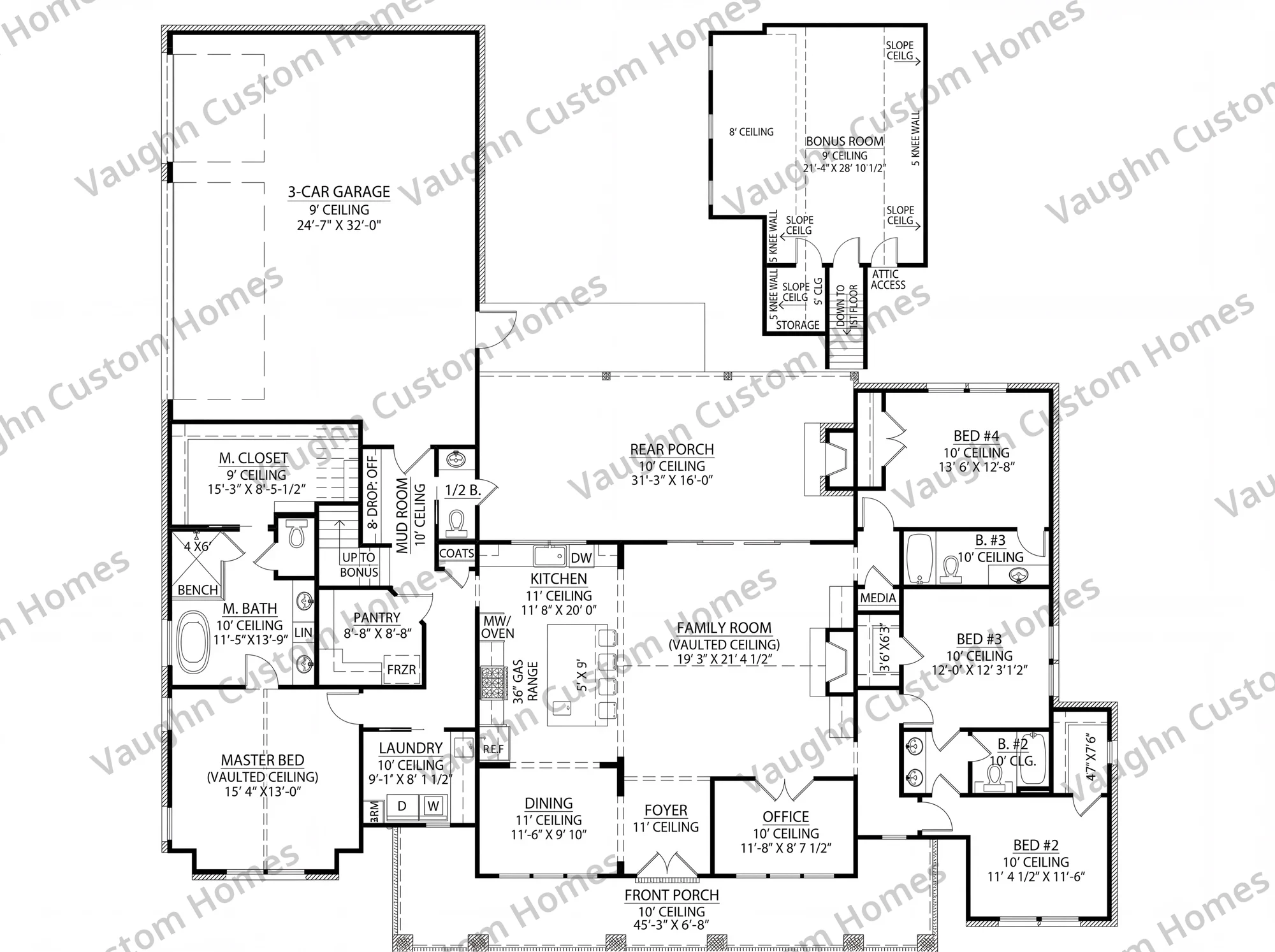 Floor plan for the Esperanza, a 3,524 square foot custom home