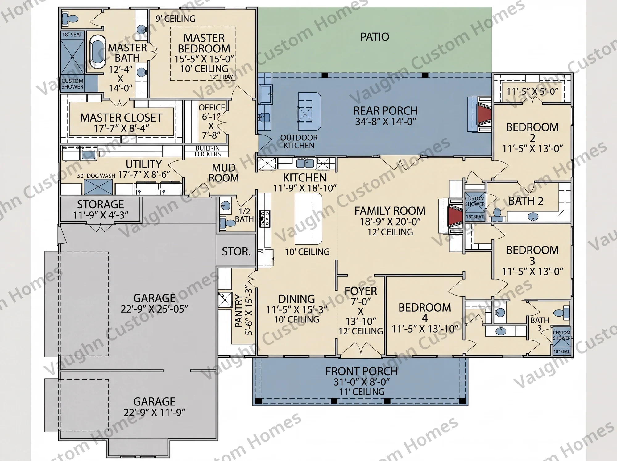 Floor plan for the Frostweed, a 2,845 square foot custom home