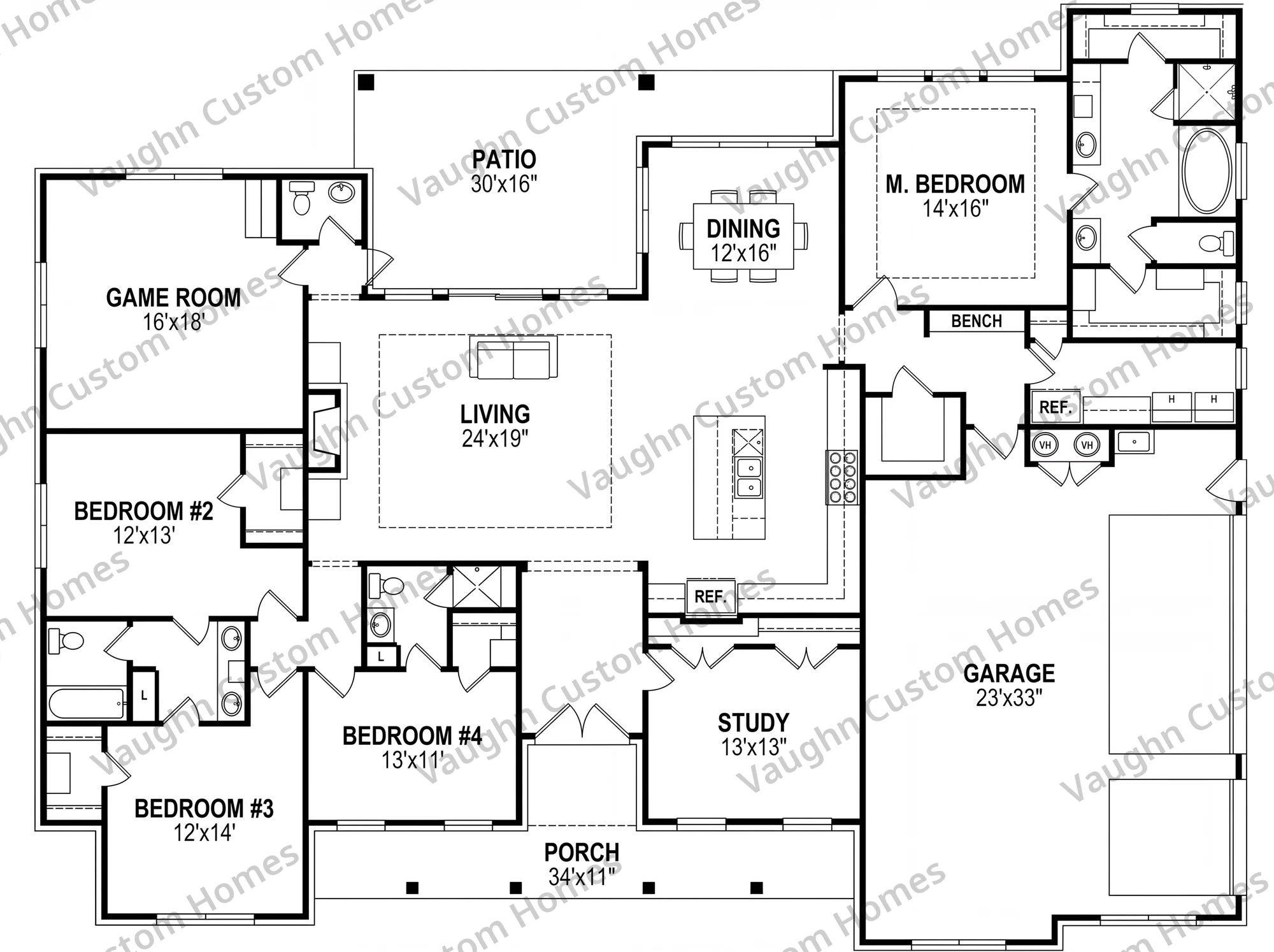 Floor plan for the Gayfeather, a 3,231 square foot custom home