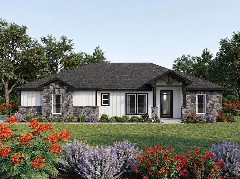 Front elevation of the Indiangrass, a 2,003 square foot custom home