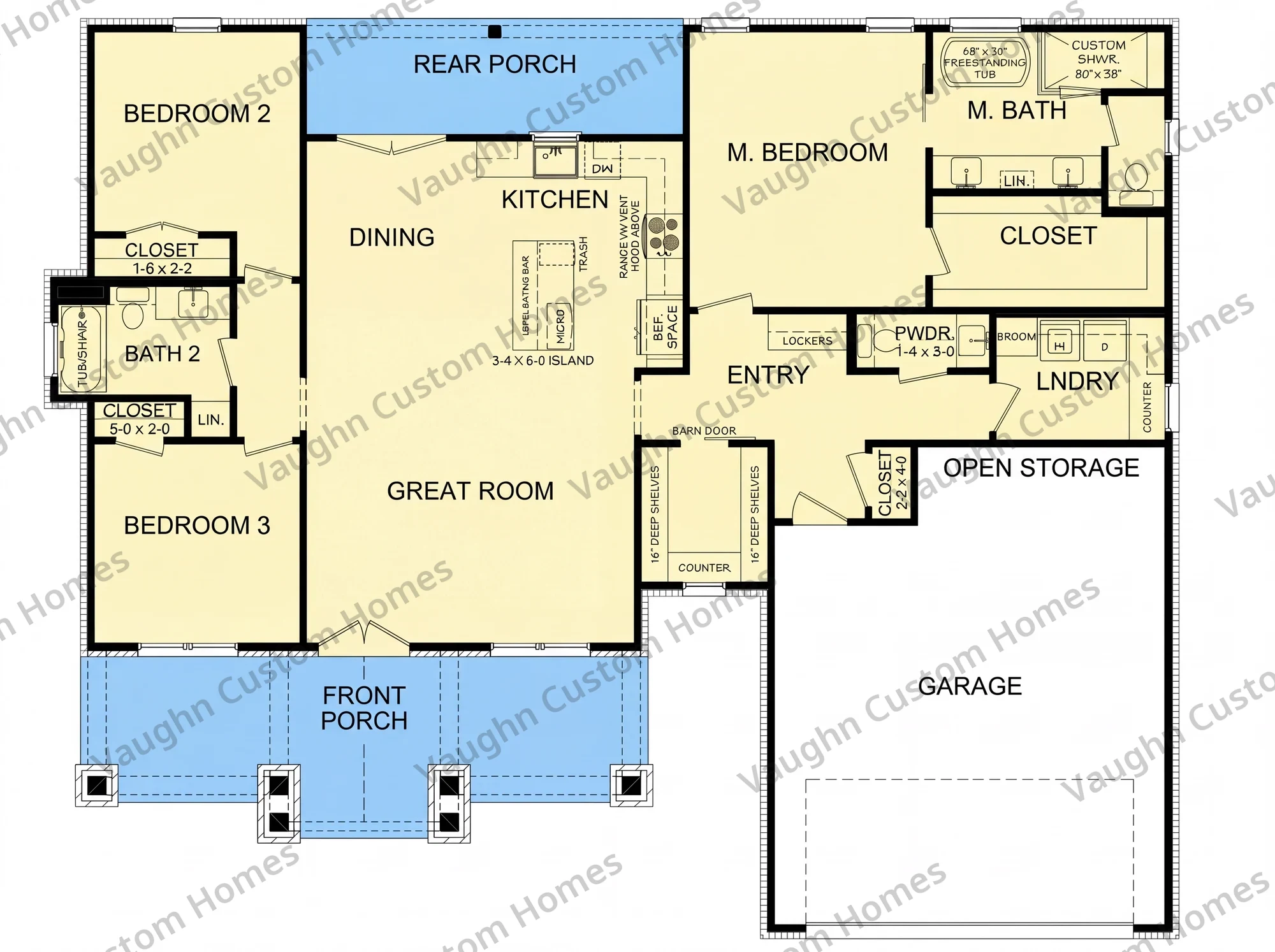Floor plan for the Krameria, a 1,698 square foot custom home